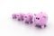 Pink piggy banks increasing in size