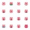 Pink piggy face emoji collection, flat icons set