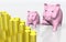 Pink piggy indicates a stack of coins