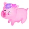 pink piggy pencil drawing He is chubby and round and cute with a cheerful face. It is a cartoon drawing that conveys the cuteness