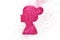 Pink pigment glitter shiny silhouette woman head on white background