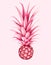 Pink pineapple isolated on pink background. Watercolor illustration.