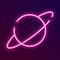 Pink planet neon icon for web