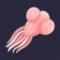 Pink Plankton as Water Organism with Tentacles Free Floating on Dark Background Vector Illustration