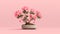 Pink Plant In White Vase: Japanese-inspired 3d Rendering Stockphoto