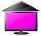 Pink plasma screen and house roof