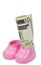 Pink Plastic Baby Booties With Money in One Bootie