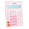 Pink plastic digital calculator isolated on a white background, close-up. Symbol economics, mathematics, accounting, finance