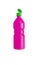 Pink plastic juice, syrup bottle