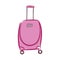 Pink plastic suitcase with wheels, retractable handle