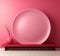 A pink plate, like a podium