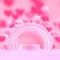 Pink podium display background for product. Symbols of love for Happy Women`s, Mother`s, Valentine`s Day, birthday.