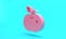 Pink Poison apple icon isolated on turquoise blue background. Poisoned witch apple. Minimalism concept. 3D render