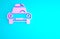 Pink Police car and police flasher icon isolated on blue background. Emergency flashing siren. Minimalism concept. 3d