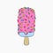 Pink Popsicle with Colorful Sprinkles Vector