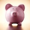 Pink porcelain piggy bank, concept of savings