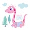 Pink princess dinosaur wearing dress