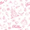 Pink princess seamless pattern.