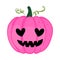 Pink Pumpkin in love - Hand drawn vector illustration. Rose color greeting with cute pumpkin.