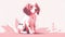 Pink puppy illustration, cute dog, generative AI