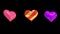 Pink and purple colorful bright Hearts Balloons Flying on screen, 4K animation on transparent background. Love Heart