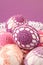 Pink and purple crochet Easter eggs