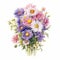 Pink And Purple Daisy Bouquet: Nostalgic Illustration Inspired By Walter Percy Day