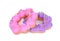 Pink and purple fancy donut on a white