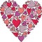 Pink Purple Heart Mosaic on White Background