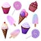 Pink and purple sweets set