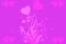 Pink and purple valentines day background, a plant with hearts and angels holding hands