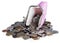 Pink purse and coins ruble