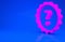 Pink Question mark icon isolated on blue background. FAQ sign. Copy files, chat speech bubble and chart. Minimalism