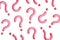 Pink question mark on white background