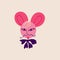 Pink quirky strange mouse character
