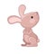 Pink rabbit illustration on white background. Woodland animal icon. Cute bunny squirrel clip art
