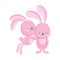 Pink rabbits animal cartoon isolated icon style