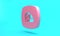 Pink Racing helmet icon isolated on turquoise blue background. Extreme sport. Sport equipment. Minimalism concept. 3D