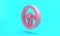 Pink Racing steering wheel icon isolated on turquoise blue background. Car wheel icon. Minimalism concept. 3D render