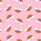 Pink rainbow background, cute seamless pattern, vector design