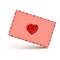 Pink realistic envelope with wax seal in heart shape, love letter illustration