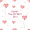 Pink realistic hearts and heart balloon. Happy Valentine`s day greeting card