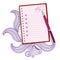 Pink Realistic Note With Pen. Vector