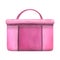 Pink rectangular cosmetic bag with a handle for beauty masters, cosmetics and equipment. Watercolor illustration, hand