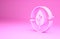 Pink Recycle symbol and leaf icon isolated on pink background. Environment recyclable go green. Minimalism concept. 3d