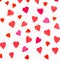 Pink and red hearts cutout from color paper