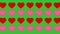 Pink and red hearts pattern on a green background - animation