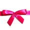 Pink red satin ribbon with knotted bow gift ribbon wrap for Christmas present isolated cut out