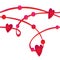 Pink red string with hearts beads on white background valentine day vector seamless pattern