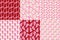 Pink and Red Valentines Collection of Bright and Cool Seamless Patterns. Pattern with Cool Quirky Playful Bright Hearts